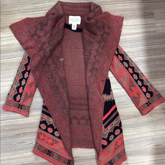 Geometric Patterned Sweater with Red Accents - Picture 5 of 6